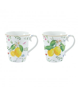 Set 2 cani din portelan, 275 ml, Fleurs Citrons - SIMONA'S COOKSHOP